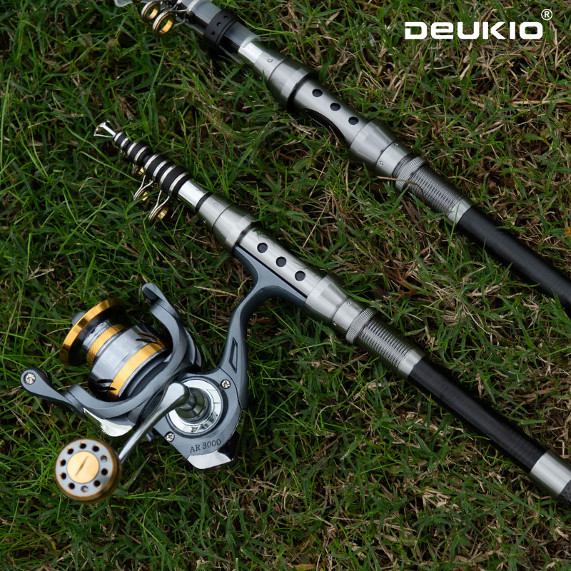 Fishing Rod Combo - ชุดคันเบ็ดและรอกตกปลา DEUKIO คันเบ็ดแบบยืดหดได้ รอกสปินนิ่ง แรงต้านสูงสุด 8